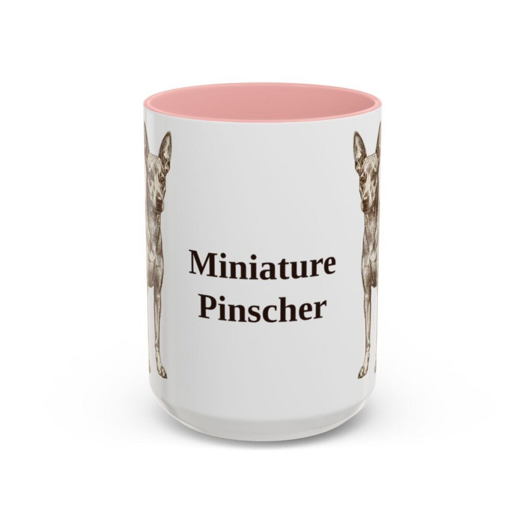 15oz Miniature Pinscher Mug, Pink, front view