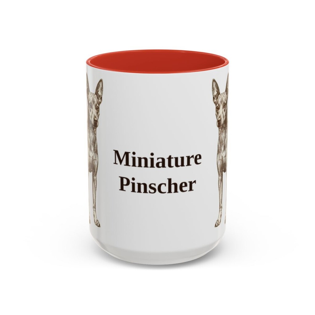 15oz Miniature Pinscher Mug, Red, front view