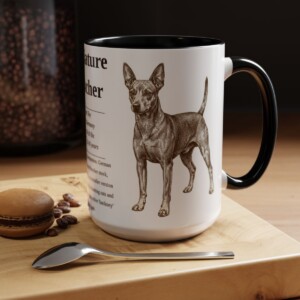 15oz Miniature Pinscher Mug, Black, lifestyle photo