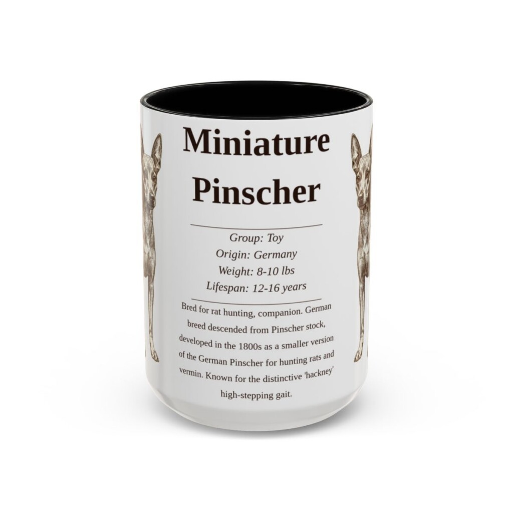 15oz Miniature Pinscher Mug, Black, front view