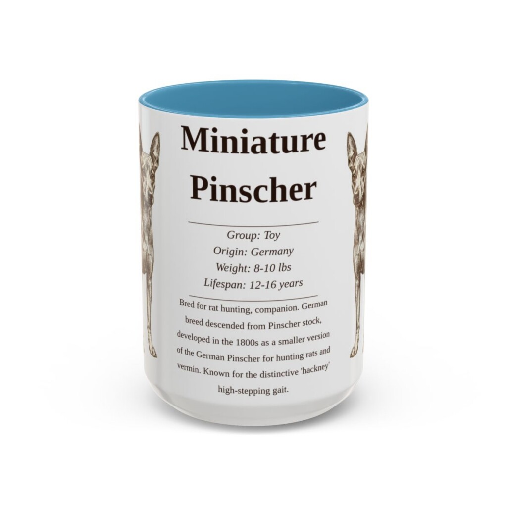 15oz Miniature Pinscher Mug, Light Blue, front view