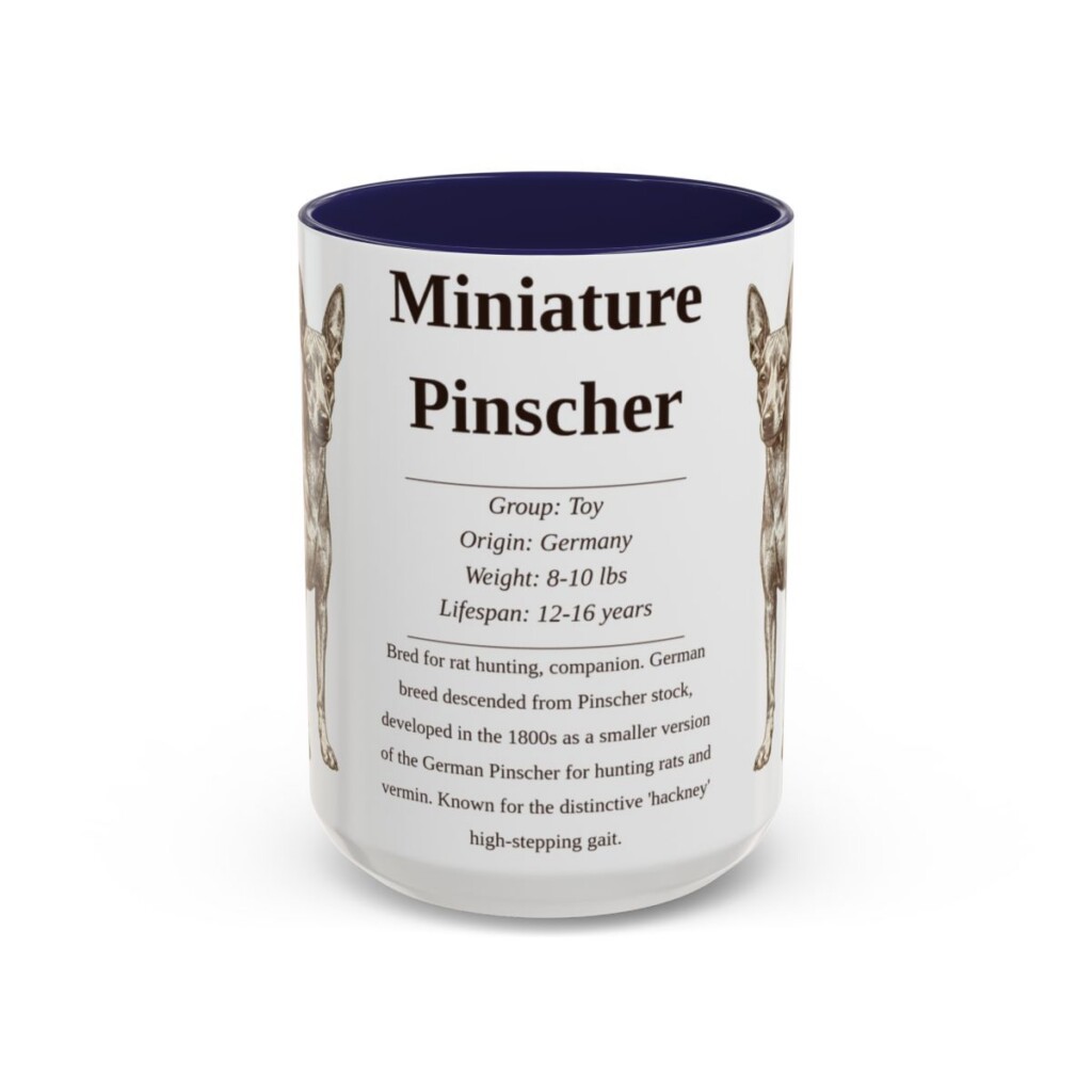 15oz Miniature Pinscher Mug, Navy, front view