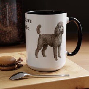 15oz Miniature Poodle Mug, Black, lifestyle photo