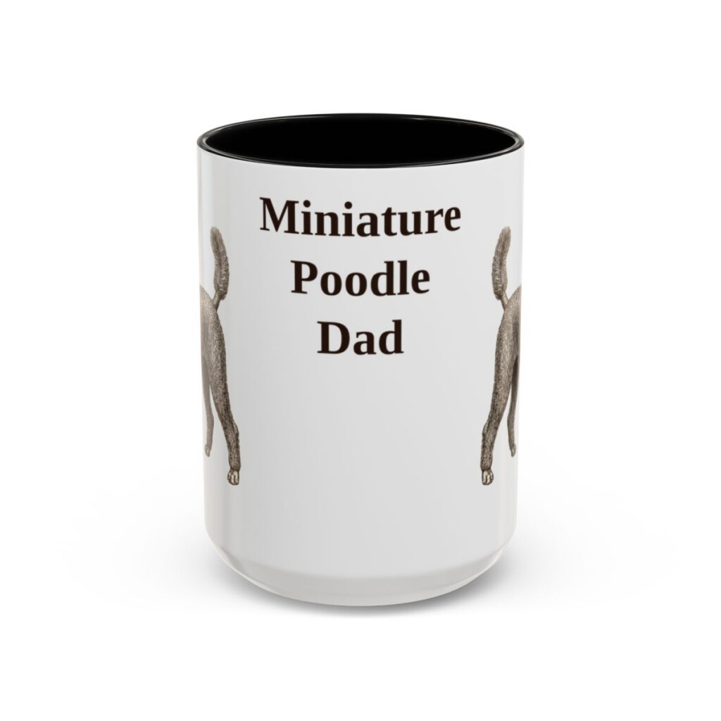 15oz Miniature Poodle Dog Dad Mug, Black, front view