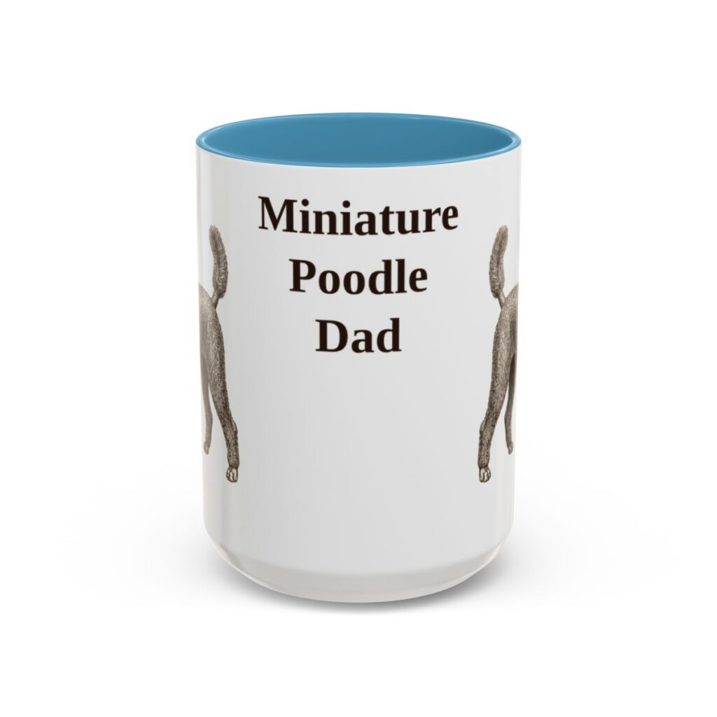 15oz Miniature Poodle Dog Dad Mug, Light Blue, front view
