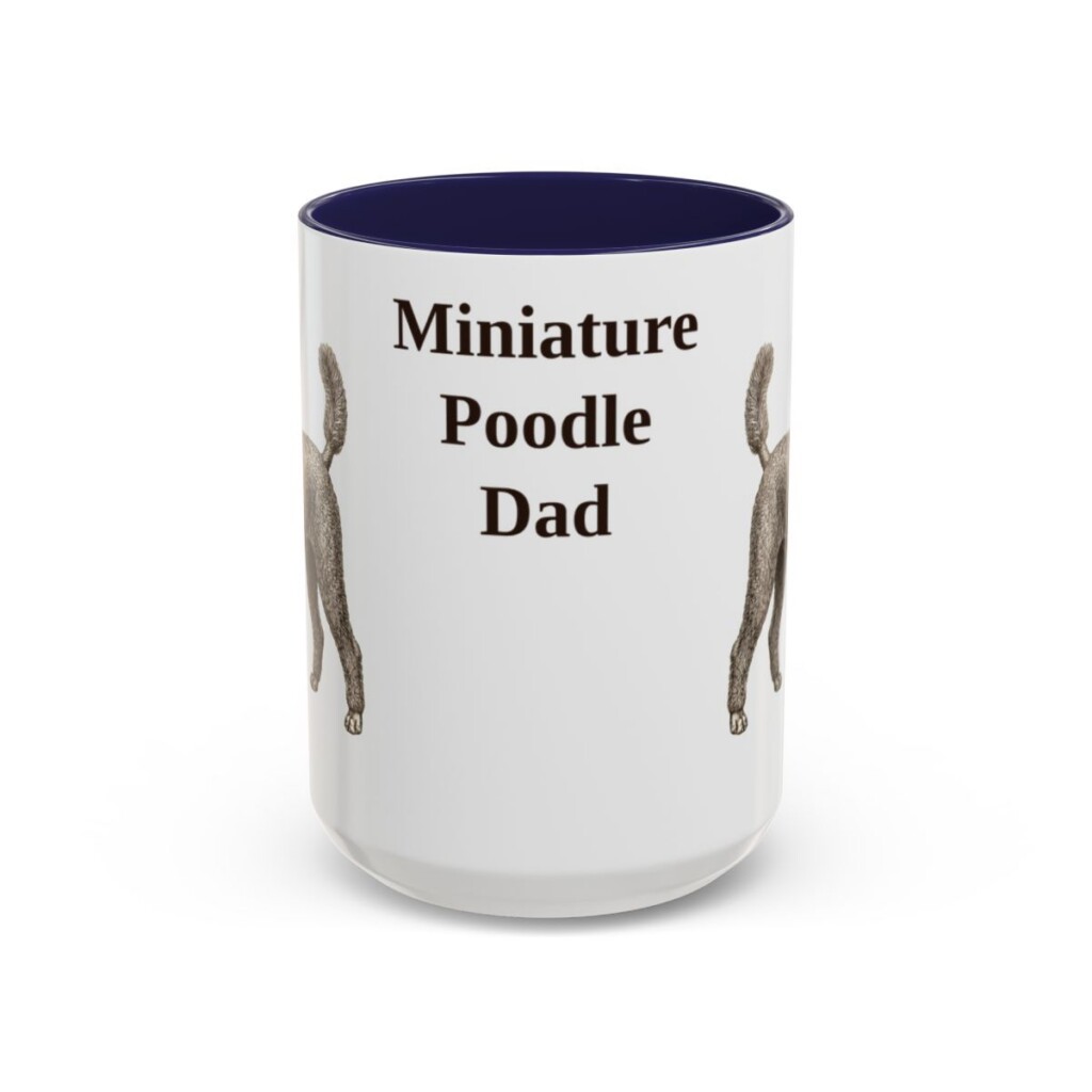 15oz Miniature Poodle Dog Dad Mug, Navy, front view