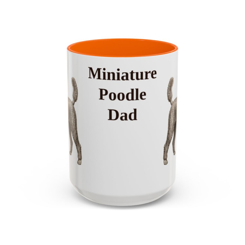15oz Miniature Poodle Dog Dad Mug, Orange, front view