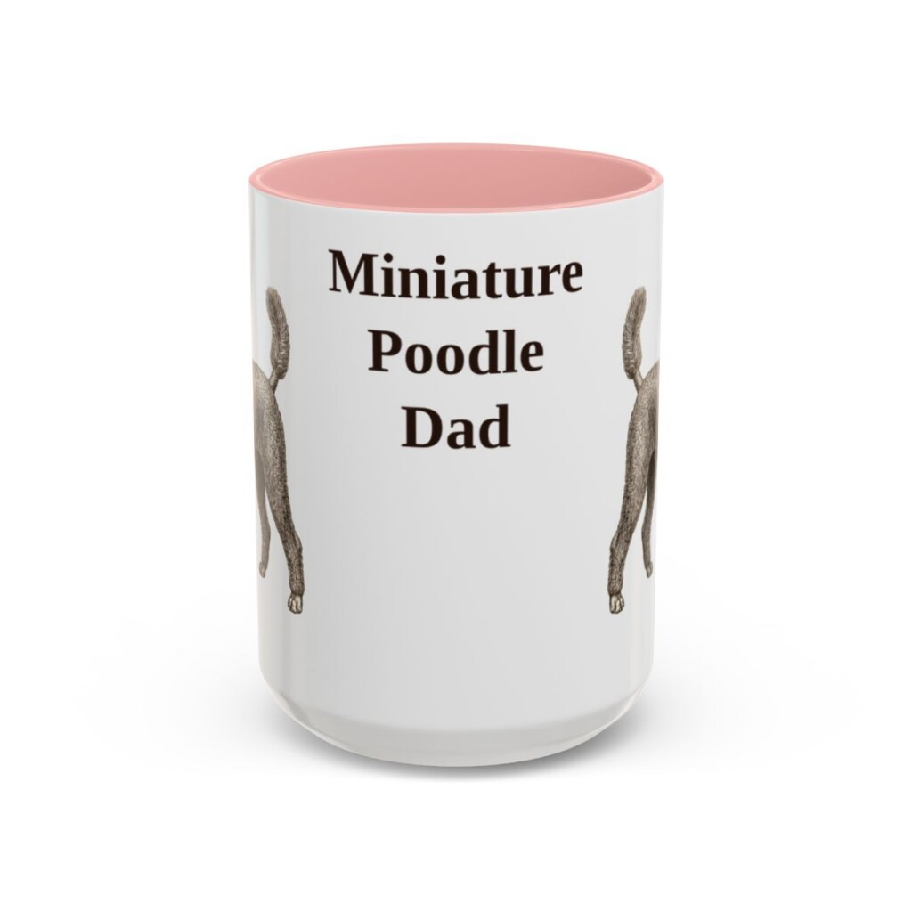 15oz Miniature Poodle Dog Dad Mug, Pink, front view