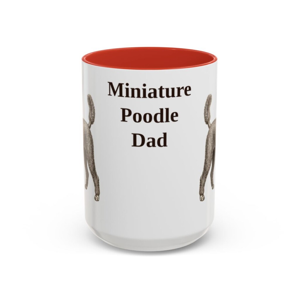 15oz Miniature Poodle Dog Dad Mug, Red, front view