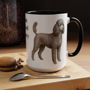 15oz Funny Miniature Poodle Mug, Black, lifestyle photo