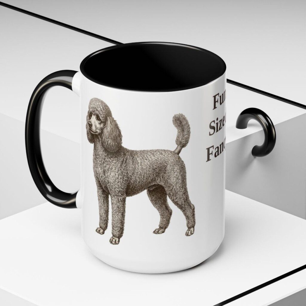 15oz Funny Miniature Poodle Mug, Black, lifestyle photo