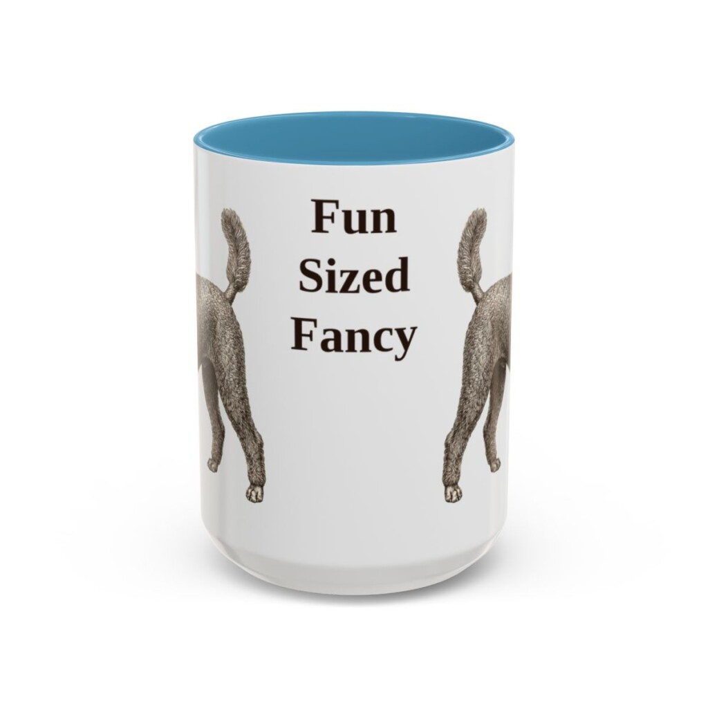 15oz Funny Miniature Poodle Mug, Light Blue, front view