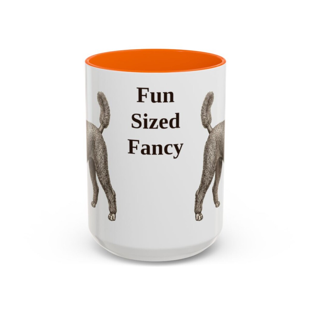 15oz Funny Miniature Poodle Mug, Orange, front view