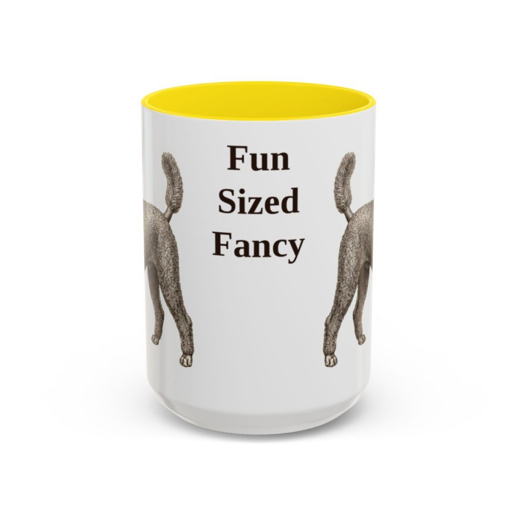 15oz Funny Miniature Poodle Mug, Yellow, front view