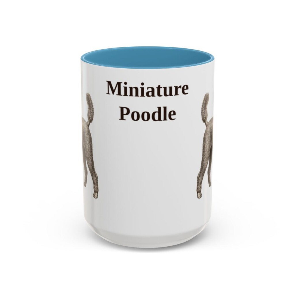 15oz Miniature Poodle Mug, Light Blue, front view