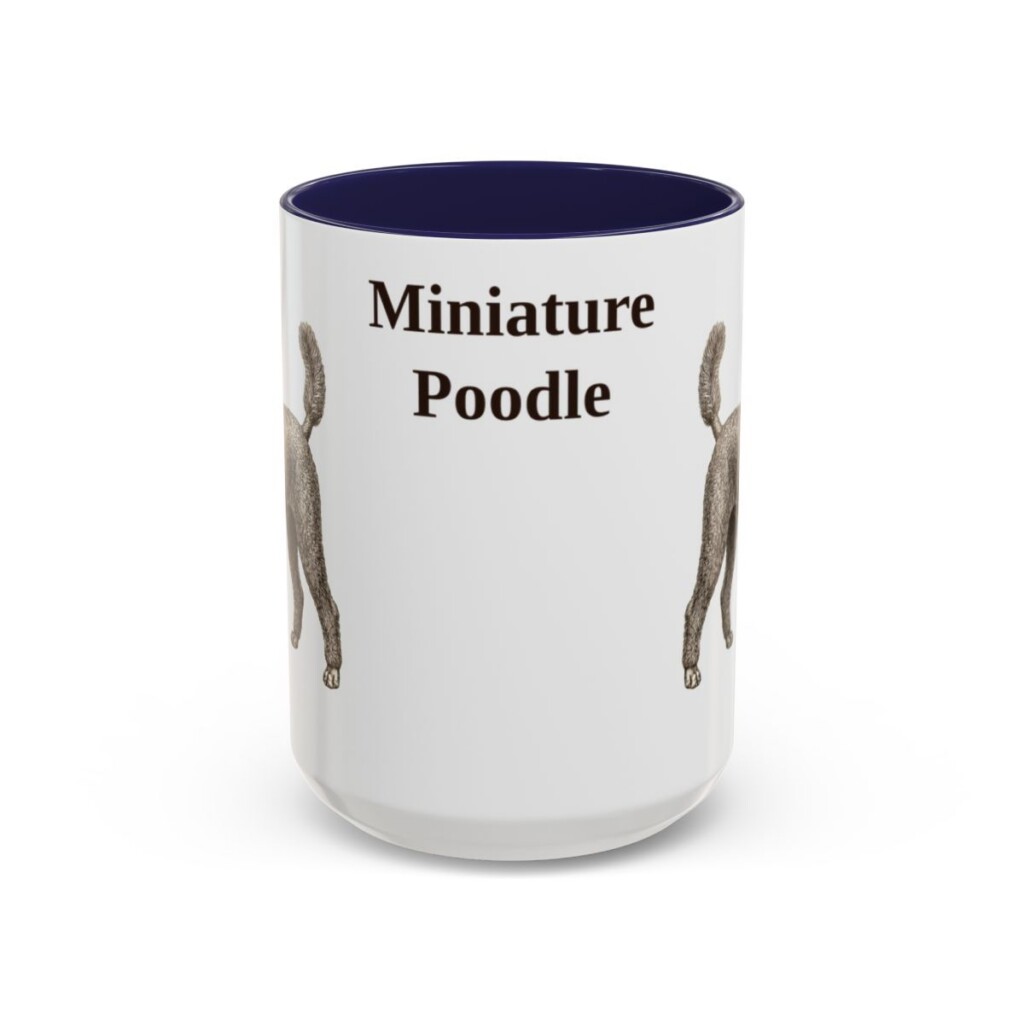 15oz Miniature Poodle Mug, Navy, front view