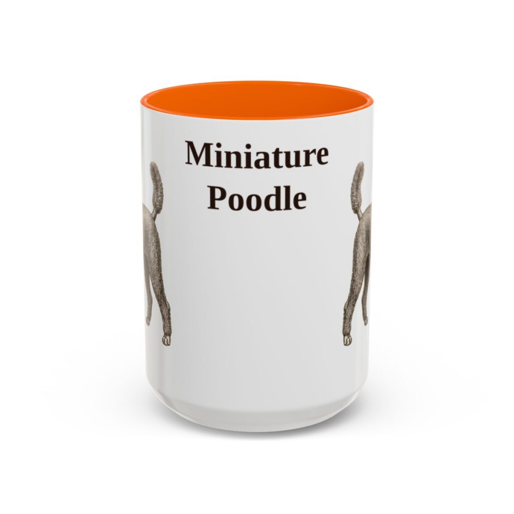 15oz Miniature Poodle Mug, Orange, front view