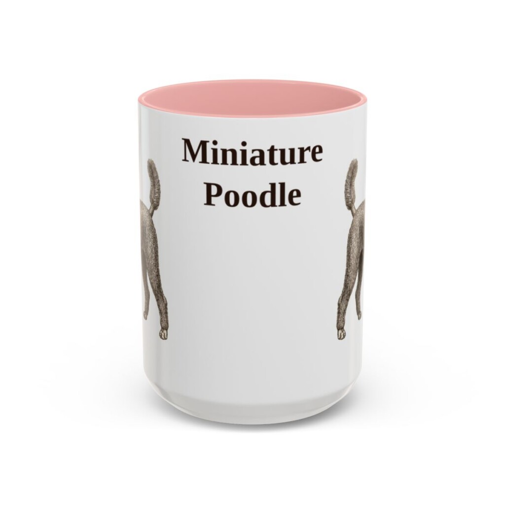 15oz Miniature Poodle Mug, Pink, front view
