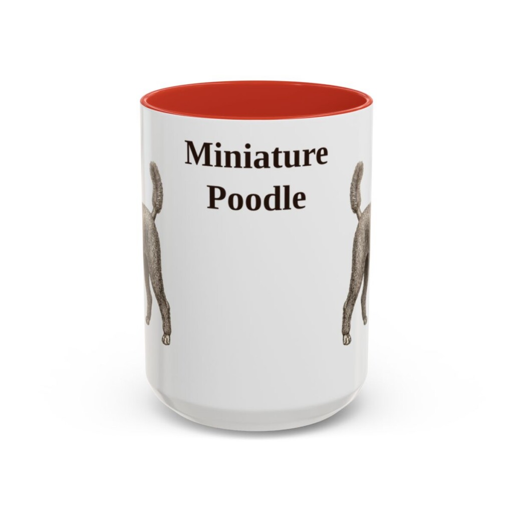 15oz Miniature Poodle Mug, Red, front view