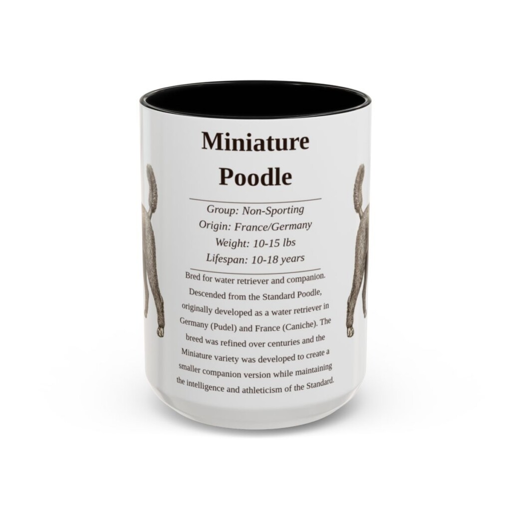 15oz Miniature Poodle Mug, Black, front view