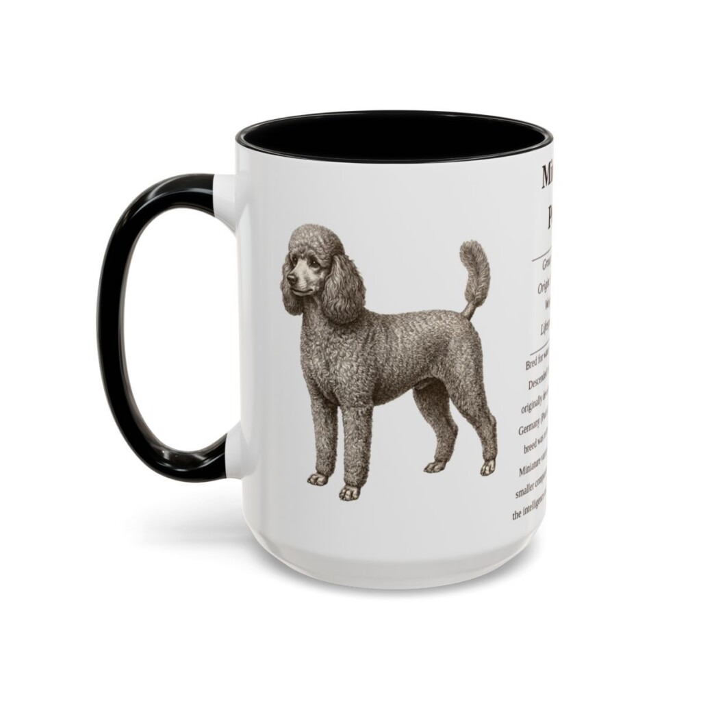 15oz Miniature Poodle Mug, Black, left side view