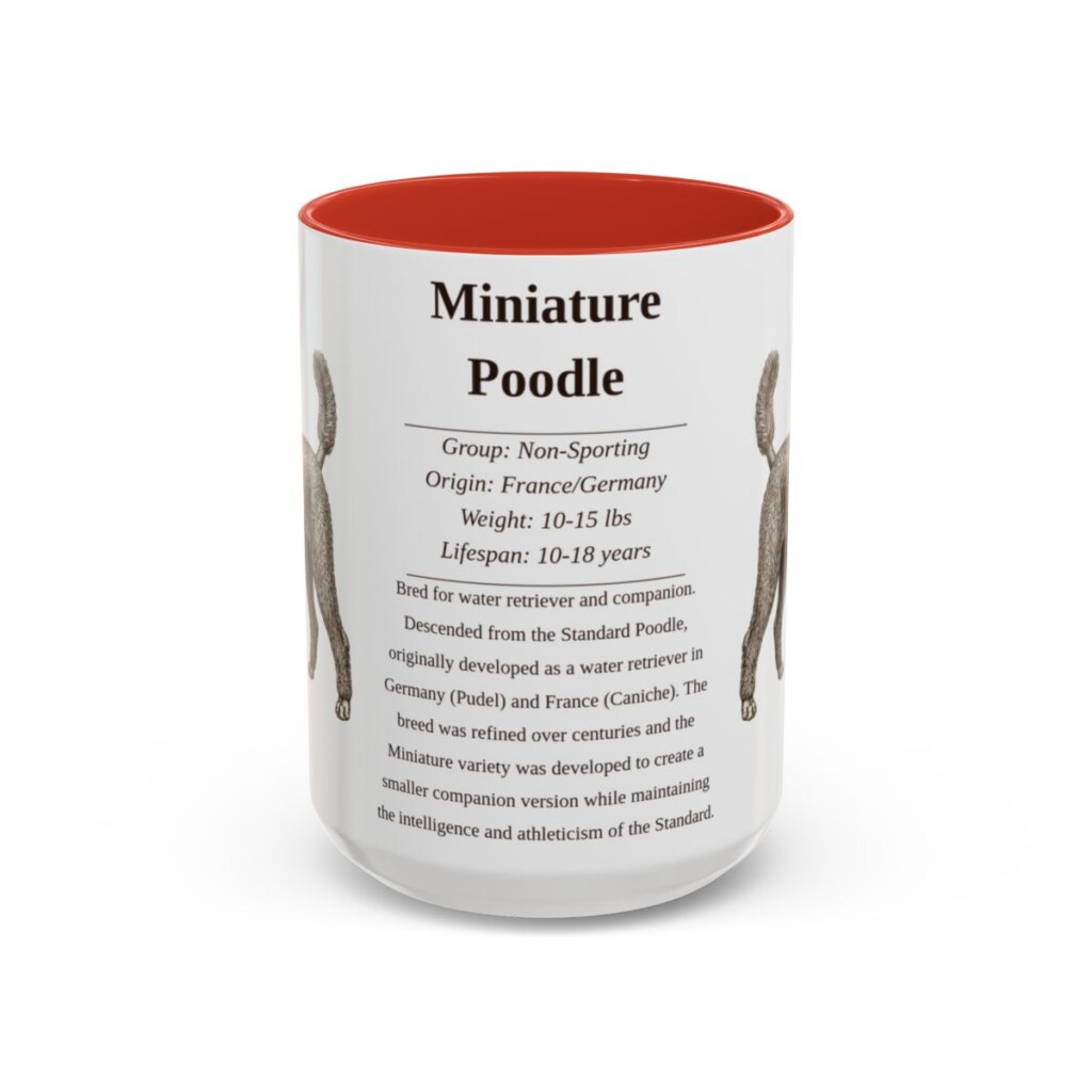 15oz Miniature Poodle Mug, Red, front view