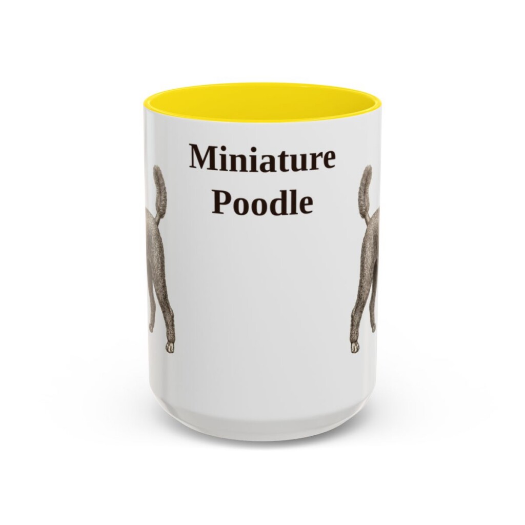 15oz Miniature Poodle Mug, Yellow, front view