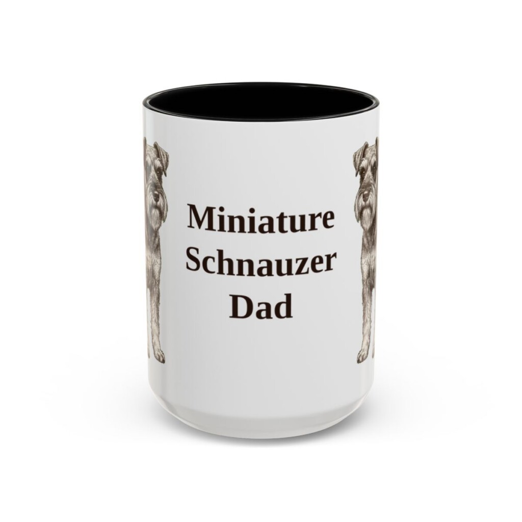 15oz Miniature Schnauzer Dog Dad Mug, Black, front view