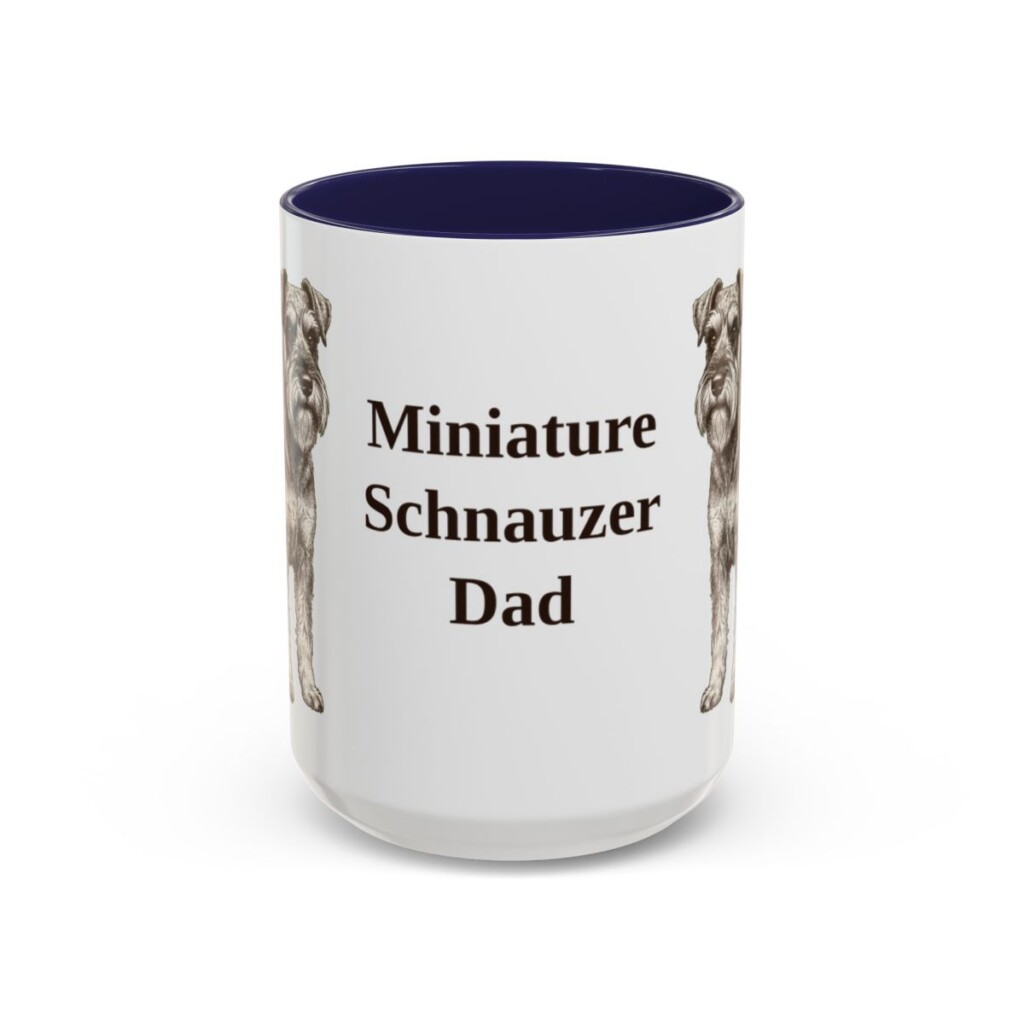 15oz Miniature Schnauzer Dog Dad Mug, Navy, front view