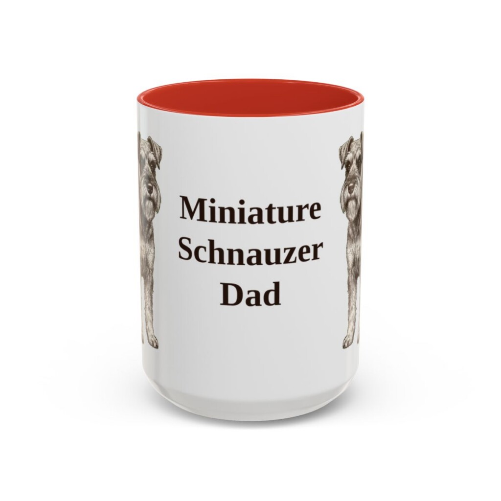 15oz Miniature Schnauzer Dog Dad Mug, Red, front view