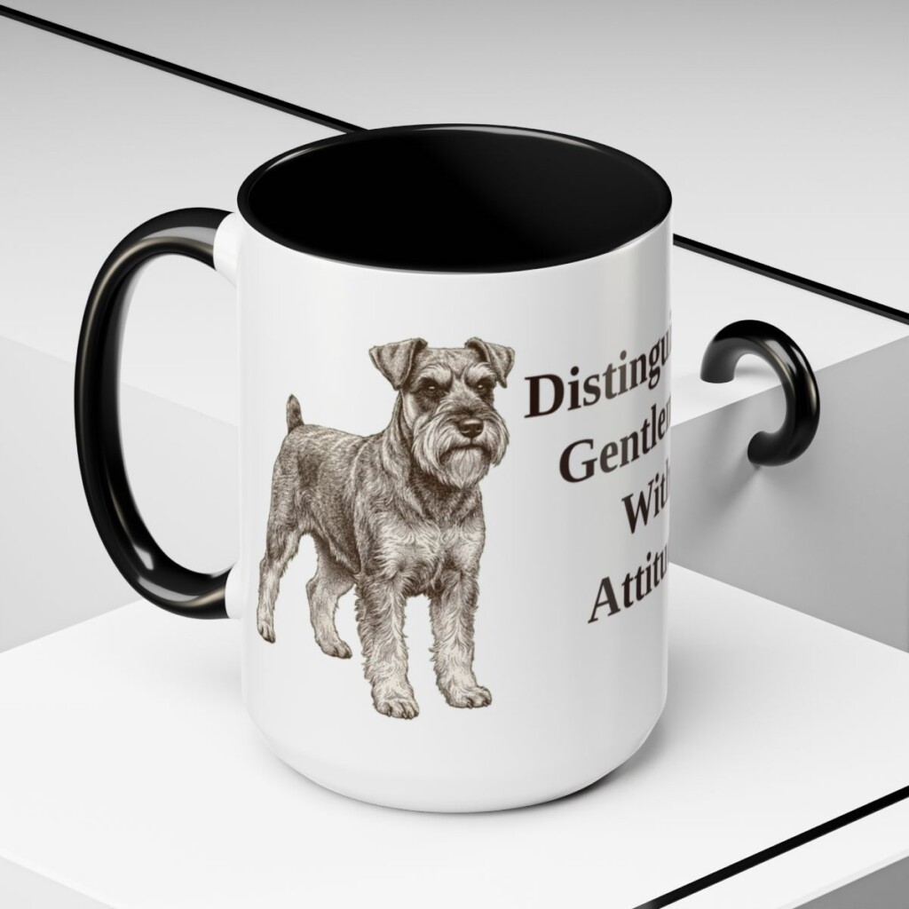 15oz Funny Miniature Schnauzer Mug, Black, lifestyle photo