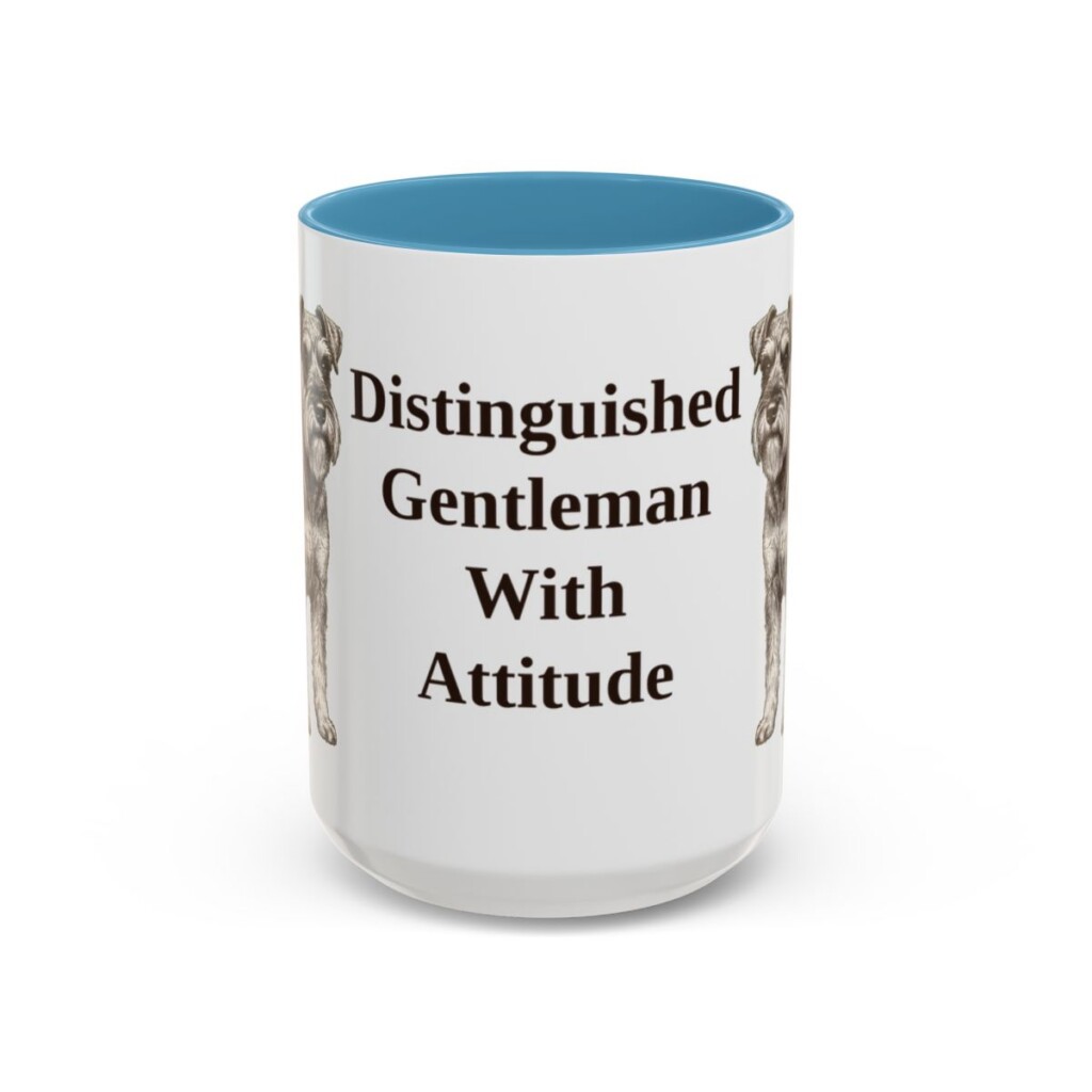 15oz Funny Miniature Schnauzer Mug, Light Blue, front view