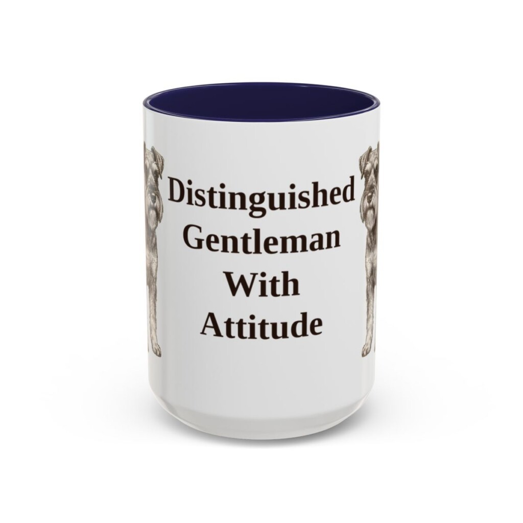 15oz Funny Miniature Schnauzer Mug, Navy, front view