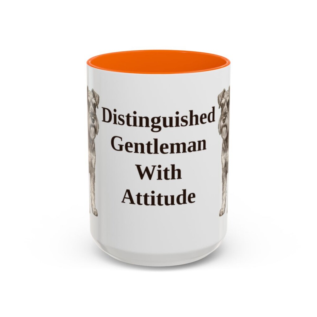 15oz Funny Miniature Schnauzer Mug, Orange, front view