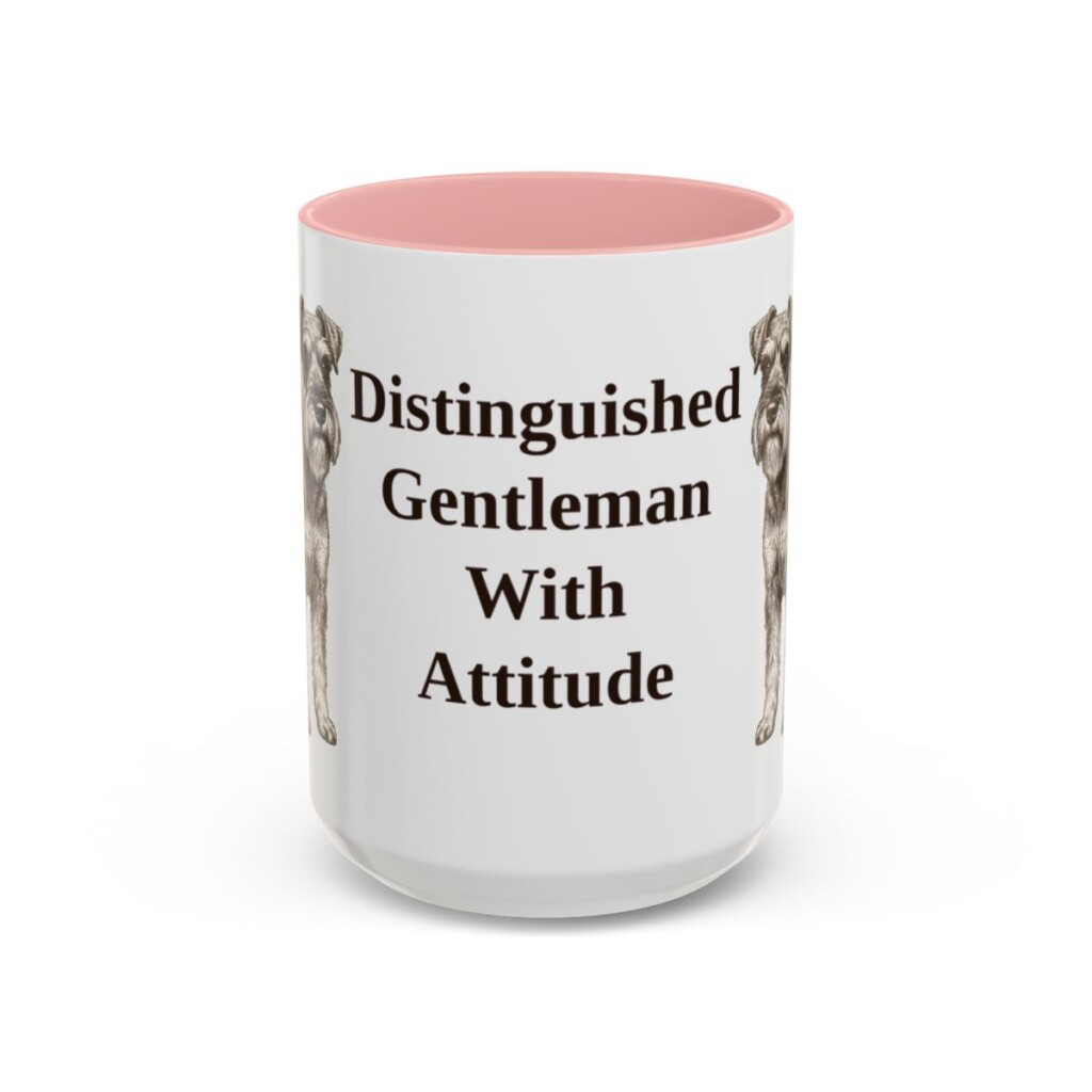 15oz Funny Miniature Schnauzer Mug, Pink, front view