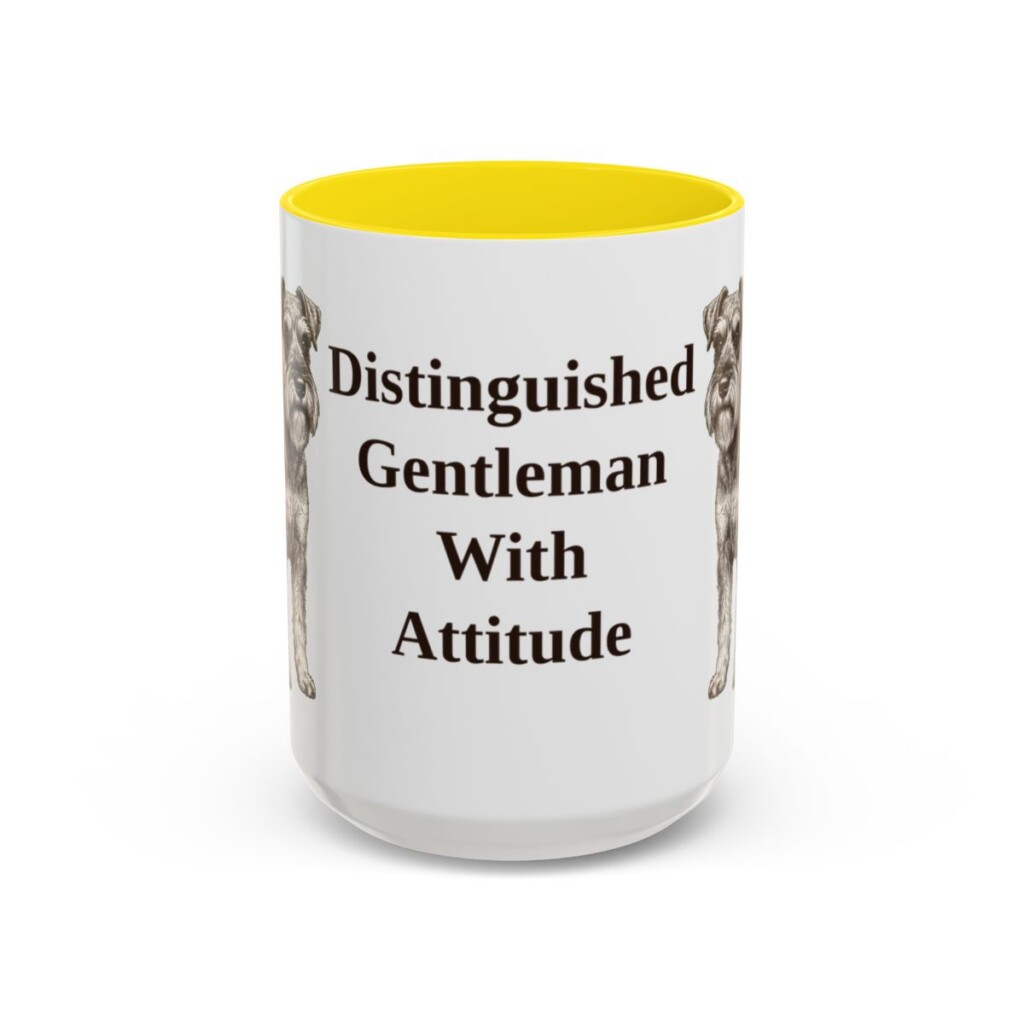 15oz Funny Miniature Schnauzer Mug, Yellow, front view