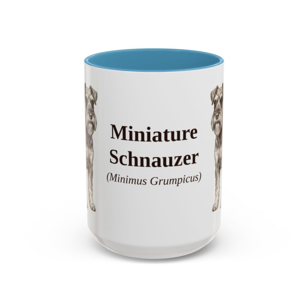 15oz-miniature-schnauzer-mug-latin-light-blue 15oz Miniature Schnauzer Latin Mug, Light Blue, front view