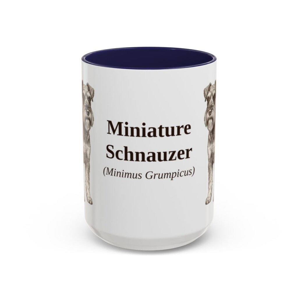 15oz-miniature-schnauzer-mug-latin-navy 15oz Miniature Schnauzer Latin Mug, Navy, front view