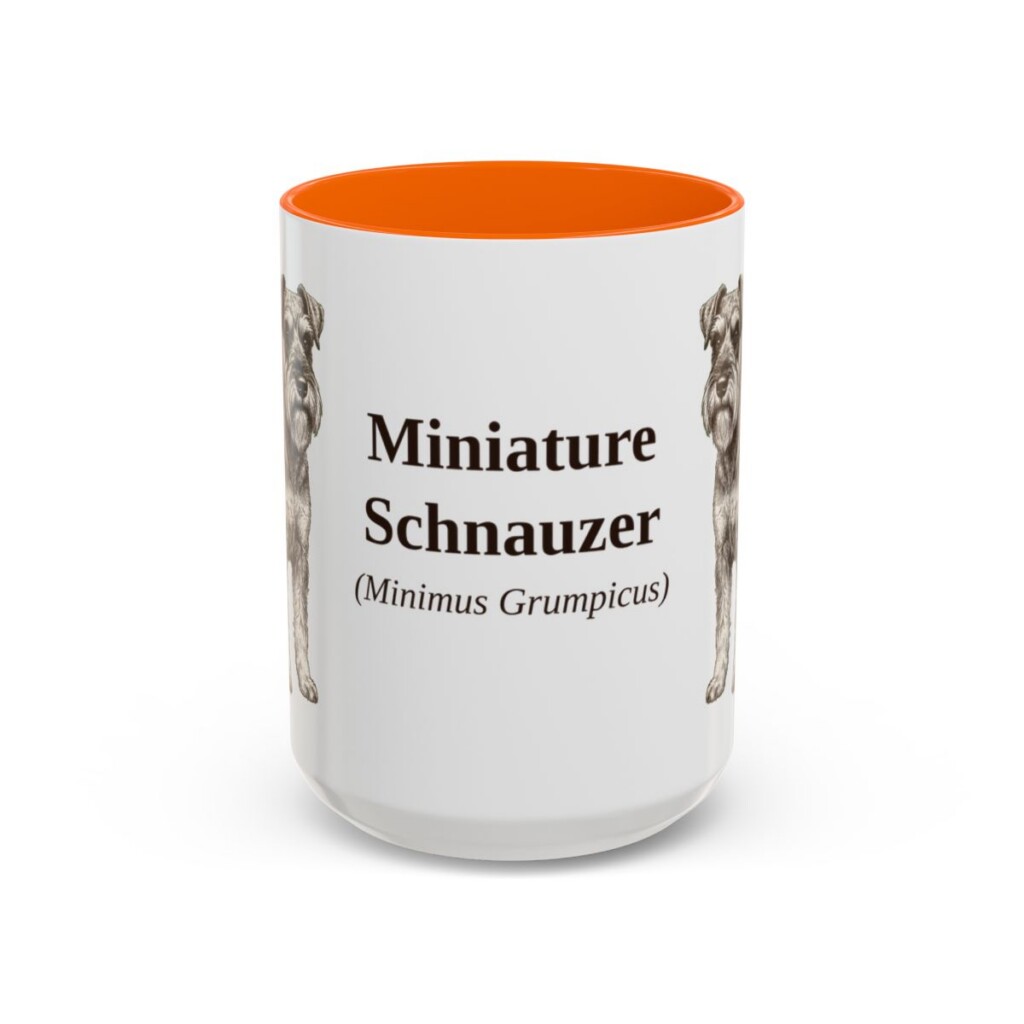 15oz-miniature-schnauzer-mug-latin-orange 15oz Miniature Schnauzer Latin Mug, Orange, front view