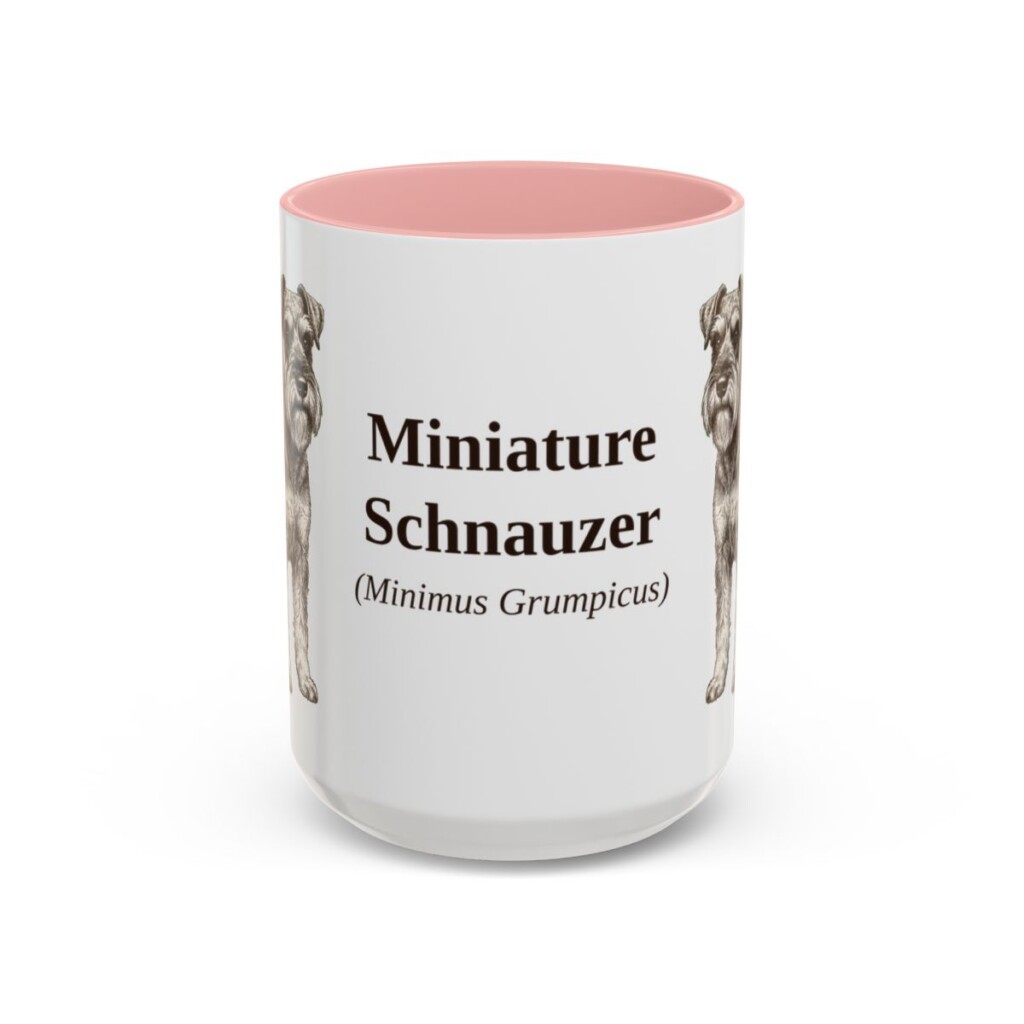 15oz-miniature-schnauzer-mug-latin-pink 15oz Miniature Schnauzer Latin Mug, Pink, front view