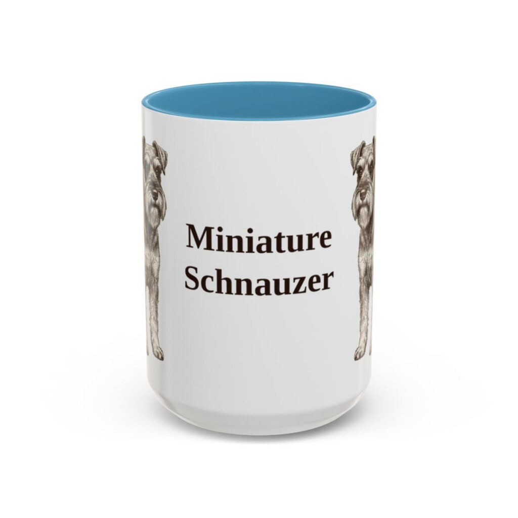 15oz-miniature-schnauzer-mug-light-blue 15oz Miniature Schnauzer Mug, Light Blue, front view