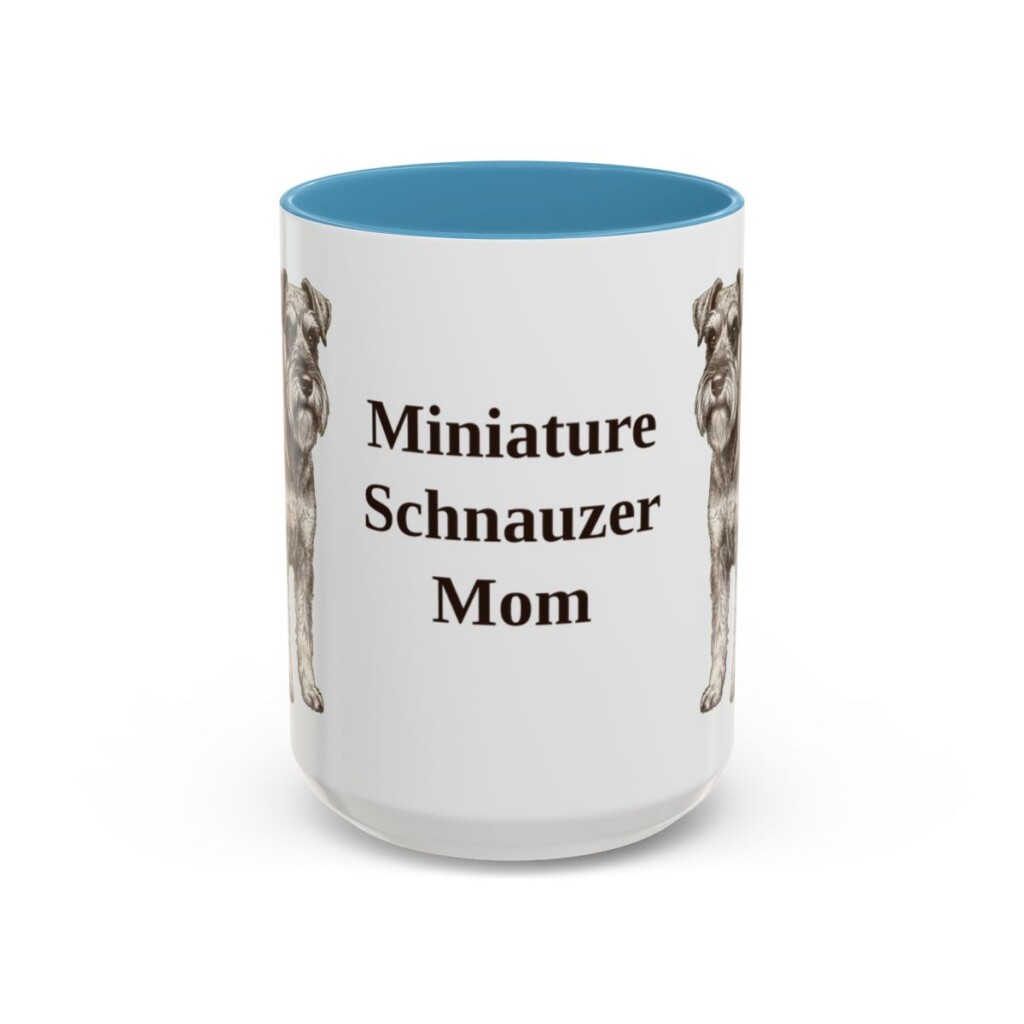 15oz-miniature-schnauzer-mug-mom-light-blue 15oz Miniature Schnauzer Dog Mom Mug, Light Blue, front view