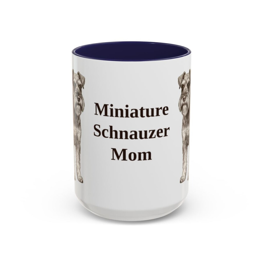 15oz-miniature-schnauzer-mug-mom-navy 15oz Miniature Schnauzer Dog Mom Mug, Navy, front view