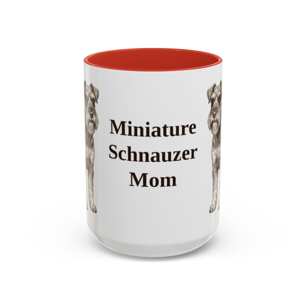 15oz-miniature-schnauzer-mug-mom-red 15oz Miniature Schnauzer Dog Mom Mug, Red, front view