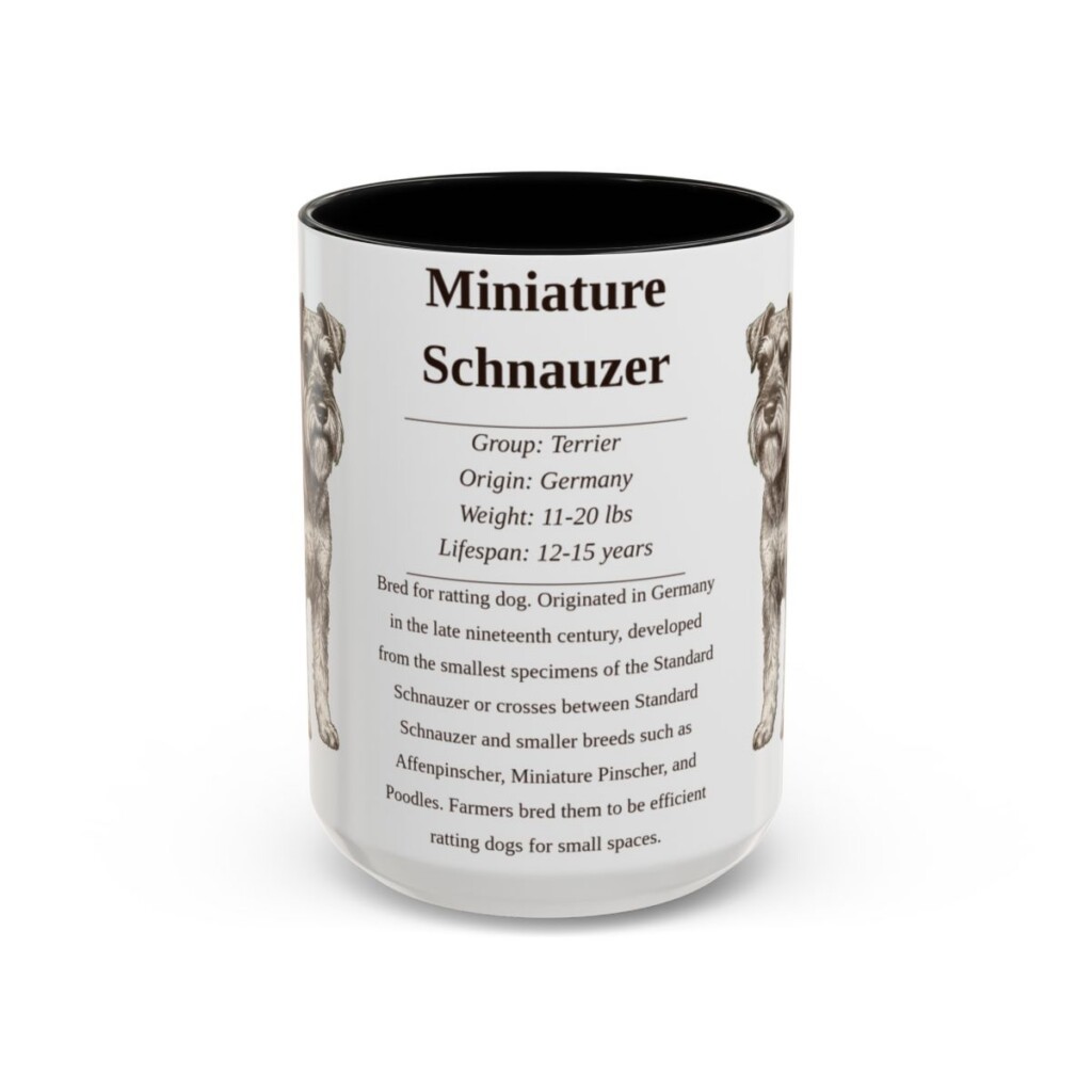 15oz Miniature Schnauzer Mug, Black, front view