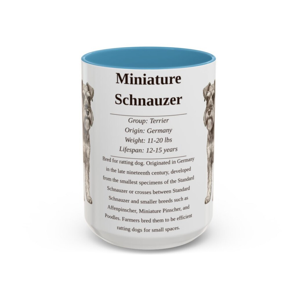 15oz Miniature Schnauzer Mug, Light Blue, front view