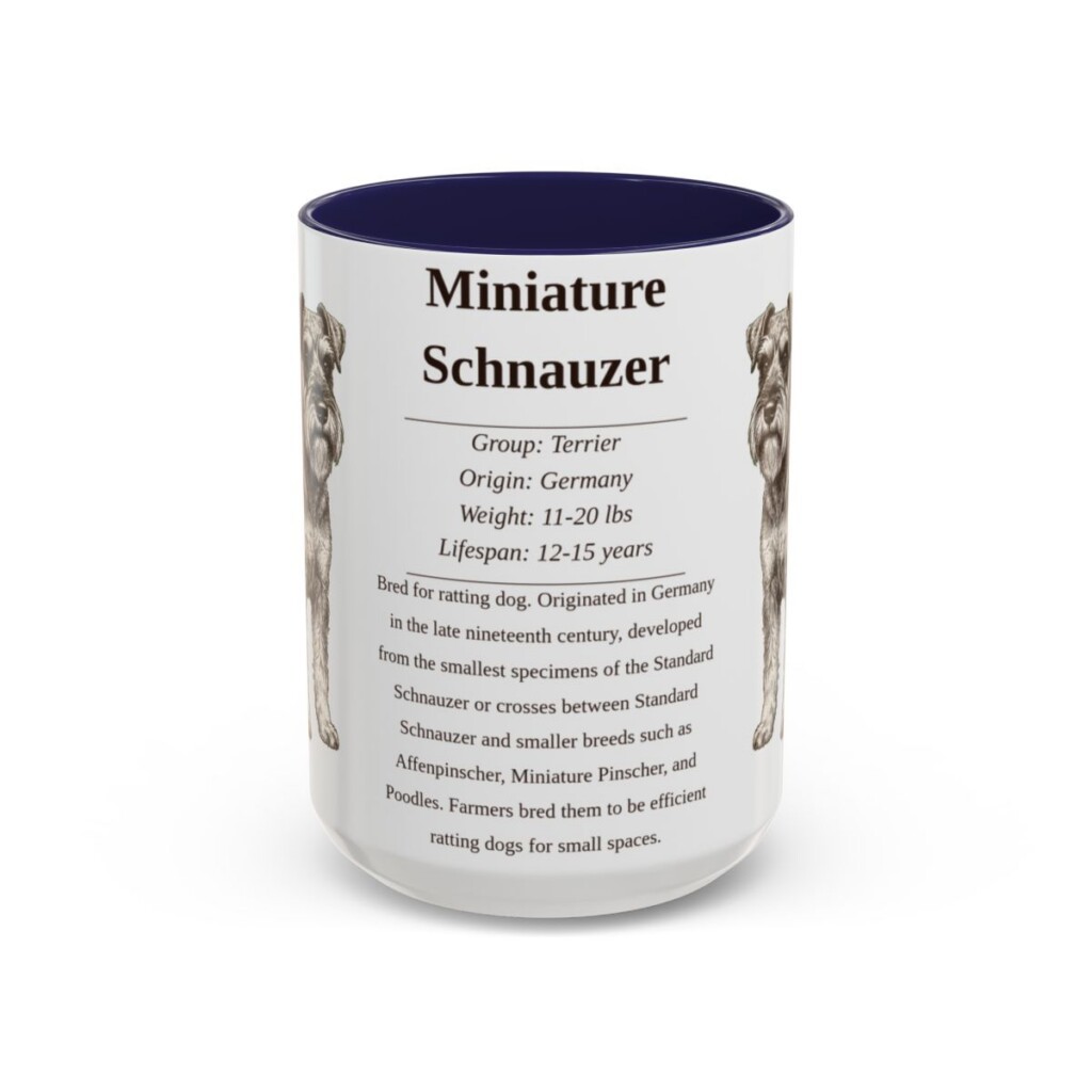15oz Miniature Schnauzer Mug, Navy, front view