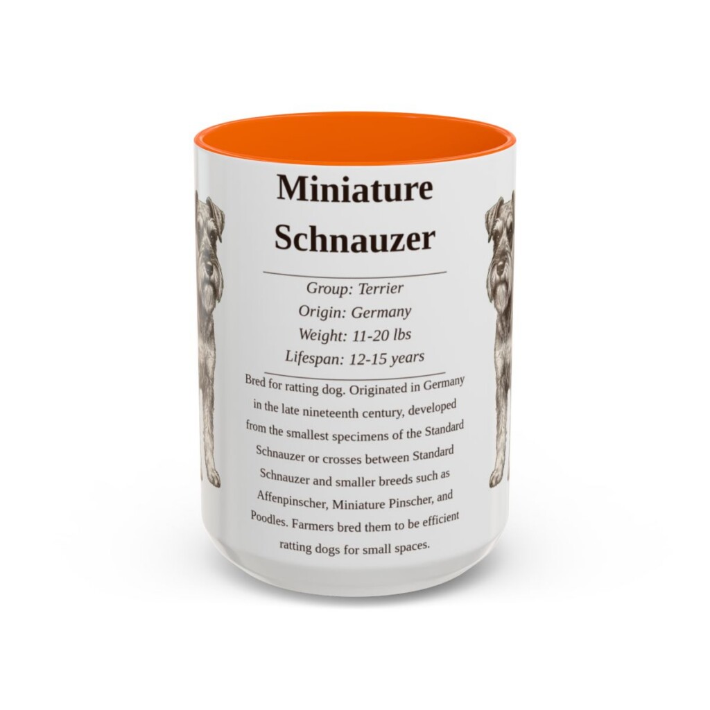 15oz Miniature Schnauzer Mug, Orange, front view