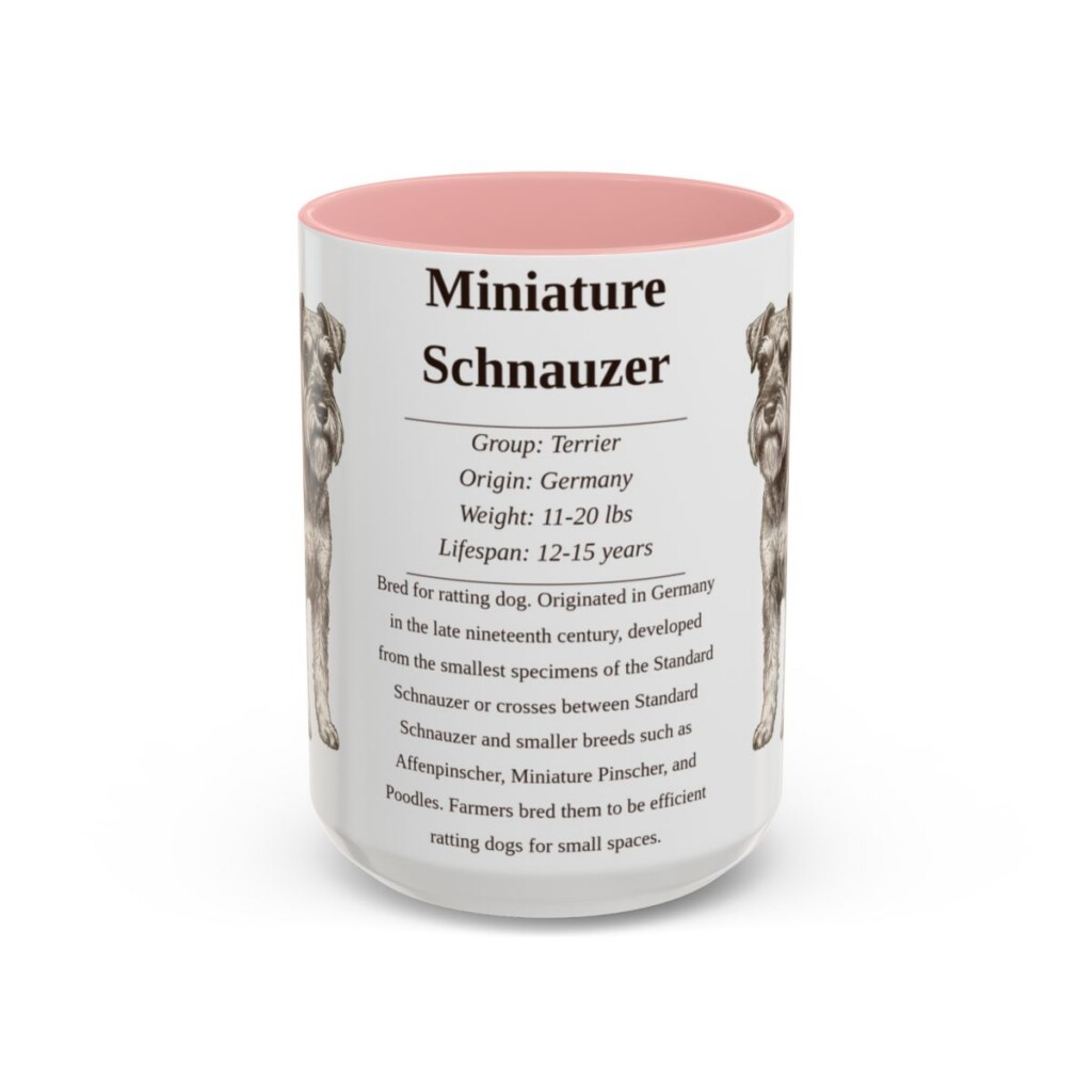 15oz Miniature Schnauzer Mug, Pink, front view