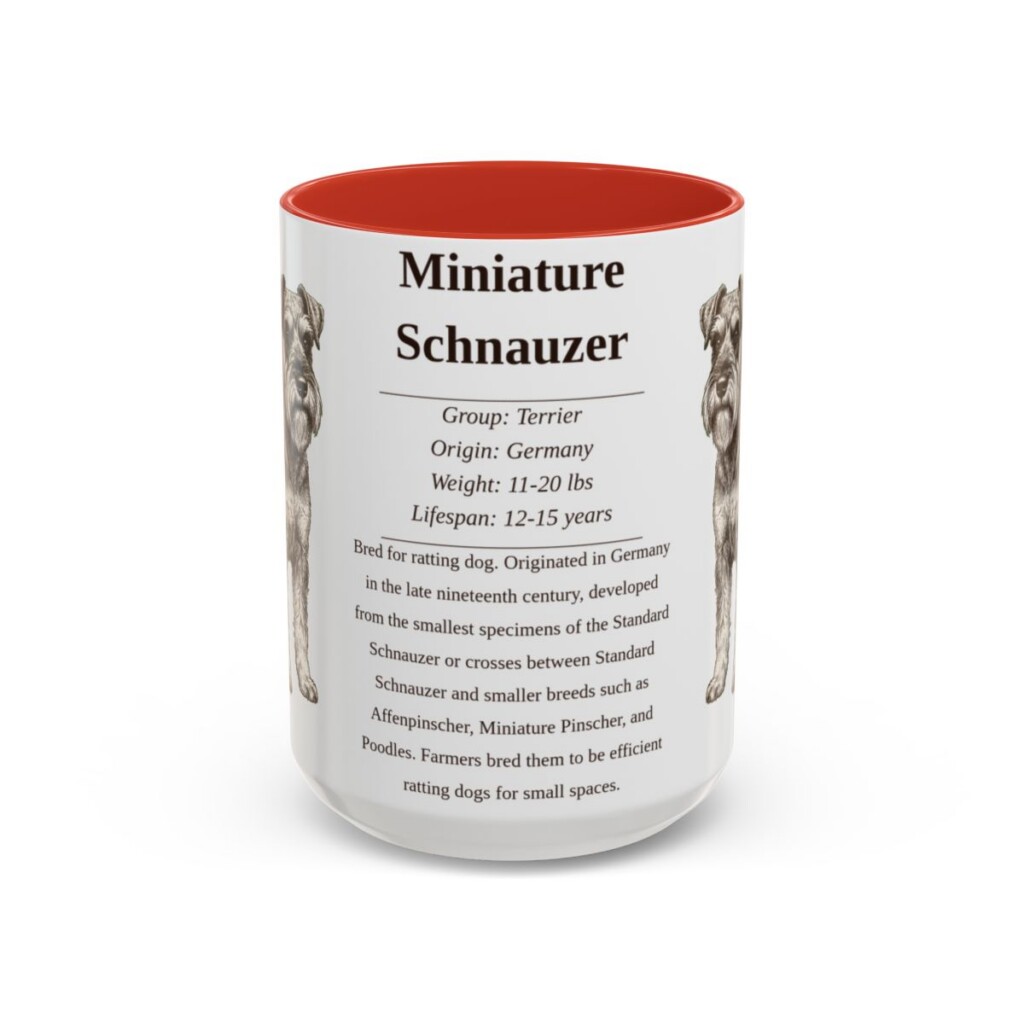 15oz Miniature Schnauzer Mug, Red, front view